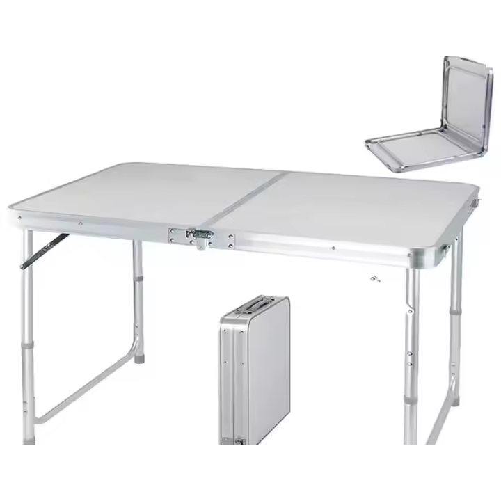 Mesa de Traste Plegable de Aluminio Longitud de 4 pies Ajustable para Acampar, Picnic, Trabajo al Aire Libre - 1
