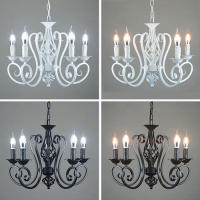 Candelabro Industrial de hierro forjado, 3, 5, 6 luces, candelabro vintage, lámpara colgante retro en blanco y negro, venta al por mayor - details 4
