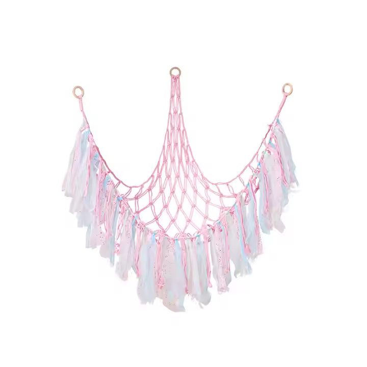 Red de hamaca de animales de peluche para juguete, organizador de almacenamiento de cosas colgante en esquina para habitación de niña, dormitorio, decoración bohemia para guardería, almacenamiento de juguetes - 1