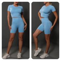 Conjunto de Shorts de Yoga de Algodón Melaleuca Sin Costuras Color Sólido Manga Corta - details 26
