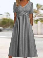 BUNO-Vestido de manga corta con cuello en V para mujer, moda de verano - details 5