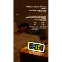 Despertador Digital de Cabeza con Luz Nocturna Dinámica RGB Doble Alarma, Regulador de Intensidad, Cargador USB Ideal para Adultos, Niños y Adolescentes - details 8