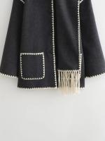 Chaqueta elegante suelta de media temporada para mujer, cuello con bufanda en zigzag, ropa de moda, otoño e invierno, 2024 - details 17