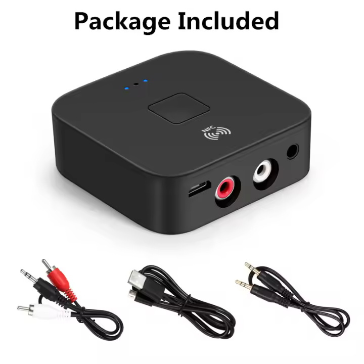 VAORLO-Adaptador de Audio Bluetooth 5,0, receptor inalámbrico estéreo envolvente de música, 3,5mm, AUX, RCA, para Kit de coche, TV, PC, altavoz para el hogar - 1