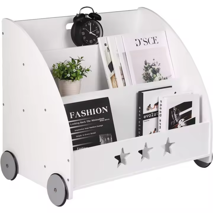 Estantería para Niños de 4 Ruedas y 3 Estantes Pequeños Organizador Multiusos para Habitación - 1