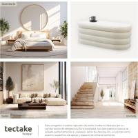 Taburete Almacenaje Bouclé, Carga: 120 kg, MDF, Puff Almacenaje, Taburete Dormitorio, Reposapies Puff, Zapatero Entrada Recibidor, Asiento Acolchado, Ideal Salón Hogar - 42 x 47 cm Crema - details 36
