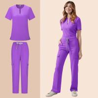 Uniforme médico para mujer, conjunto exfoliante de enfermera, Top con bolsillo y pantalones, traje de 2 piezas, ropa para quirófano de enfermería, Ropa de Trabajo para salón de belleza - details 10