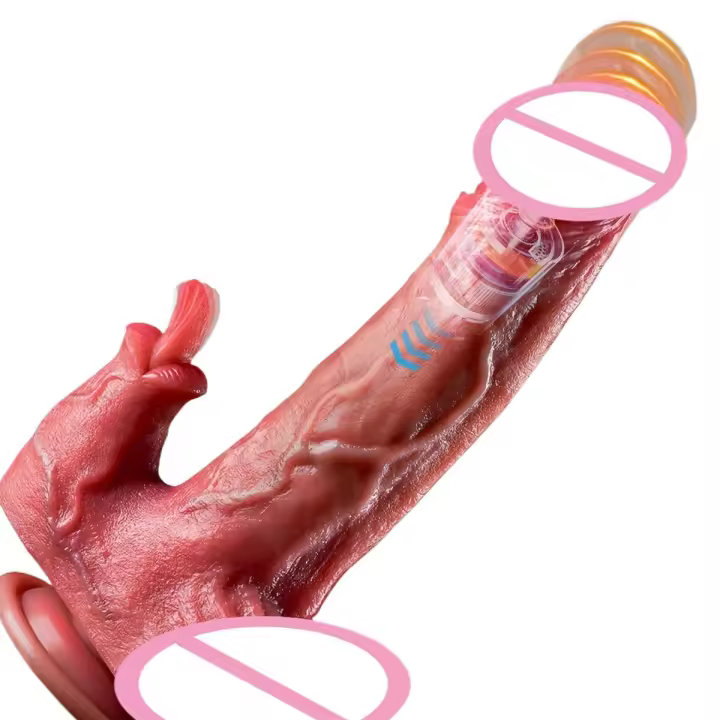 Consolador realista vibrador empuje lengua lamiendo clítoris doble penetración Anal hine orgasmo rápido para mujeres juguete sexual - 1