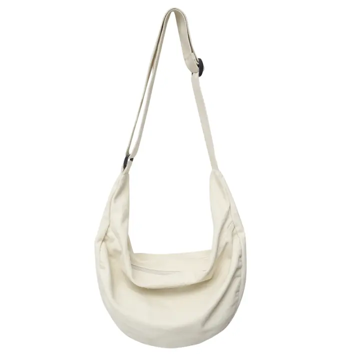 Bolso bandolera de lona sólida para mujer, gran capacidad, bolso de compras y estudiante, bolso de hombro unisex para la escuela - 1