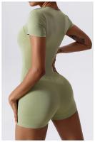 Mono de Yoga de Manga Corta para Mujer Ajustado Secado Rápido Entrenamiento de Danza Traje de Fitness Conjunto de Salto Alto Material Exterior de Nylon - details 20