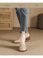 Zapatos de cuero con tacón grueso simple, suela suave, de 4 cm de altura, zapatos pequeños de cuero. - details 14