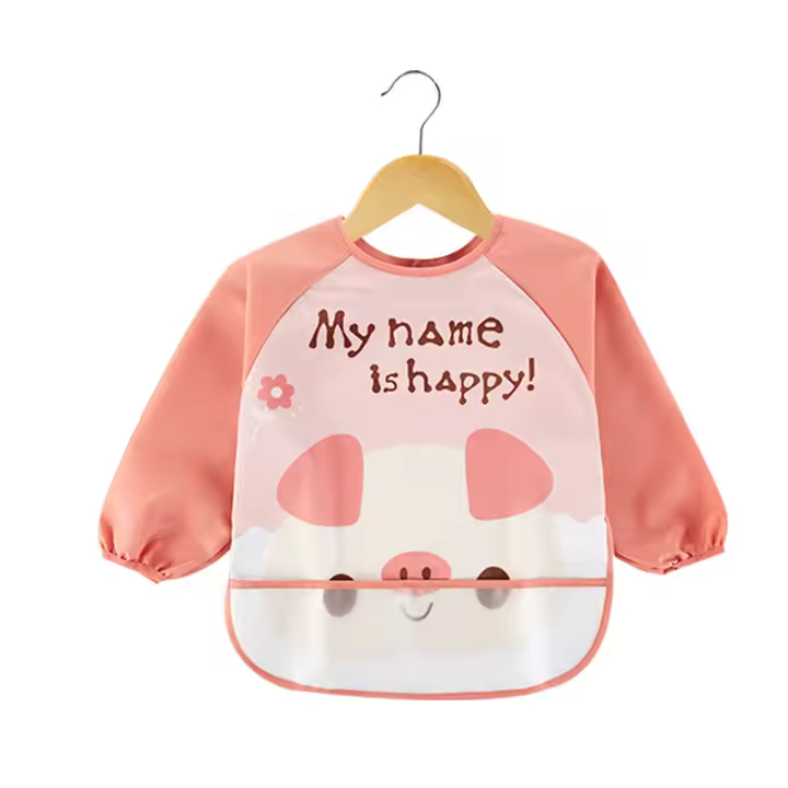 Baberos impermeables de dibujos animados para bebé, delantal de alimentación de manga larga, accesorios para bebé de 0 a 3 años - 1
