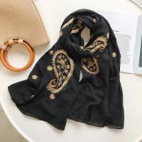 Otoño Invierno moda bordado anacardo Floral viscosa chal bufanda de mujeres indias cálido Pashmina Hijab y envolturas musulmanas Sjaal - details 6