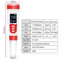 Probador profesional de calidad del agua 4 en 1, medidor Digital de temperatura TDS/EC/PH para piscinas, acuarios, Detector de calidad del agua - details 9