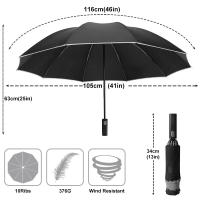 Paraguas inverso totalmente automático para hombres y mujeres, resistente al viento, plegable, grande, vehículo de negocios, regalo reflectante - details 7