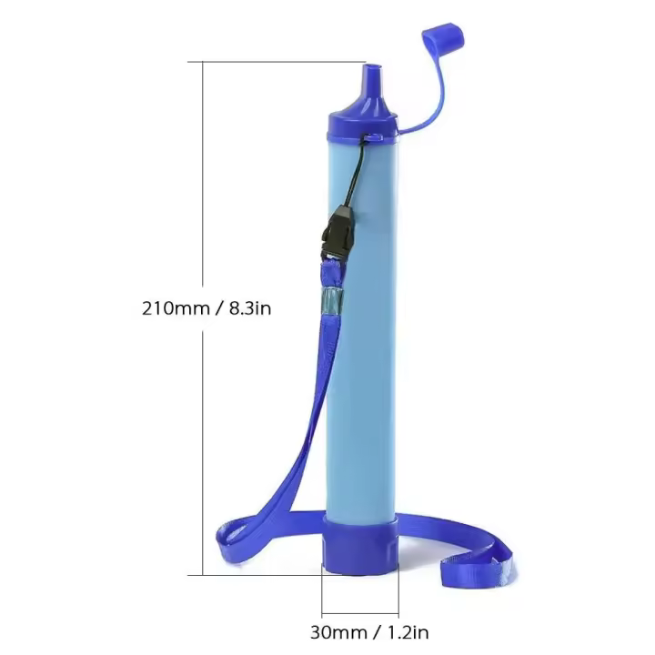 Filtro de 4 etapas para exteriores, sistema de filtración de agua de paja Personal portátil, supervivencia de emergencia para acampar y hacer senderismo - 1