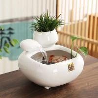 Nuevo Adornos de agua de estilo chino para hacer dinero, escritorio pequeño de cerámica, sala de estar, mesa de té, raciones de oficina, - details 0
