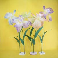 Iris Artificial de 60cm, gasa gigante, cabeza de flor grande, Iris simulado, paisajismo de boda, pétalos esponjosos, flor de hilo, adorno espacial - details 4