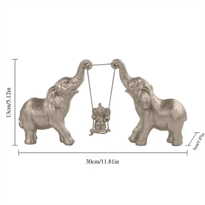 Conjunto de figuritas de resina de elefante dorado, conjunto de Navidad, escultura para el hogar, arte, mesa de sala de estar, artesanías decorativas, regalo familiar - 1