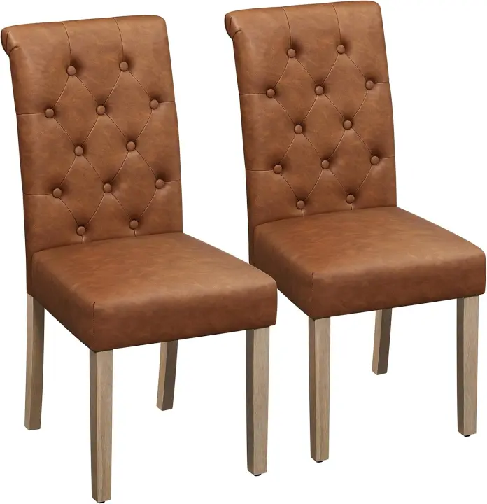 Juego de 2 Sillas de Comedor Silla Acolchada con Respaldo Alto Patas de Madera Silla de Tela para Comedor Cocina Negra - 1