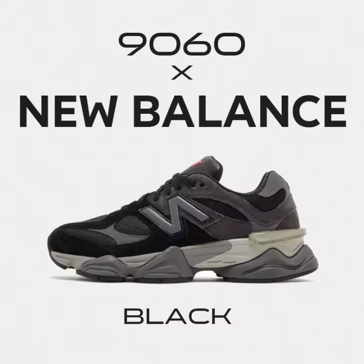 Leten 100% original 9060 Zapatillas negras Castlerock gris U9060BLK Zapatos deportivos casuales para hombre y mujer Zapatos de trabajo - 1