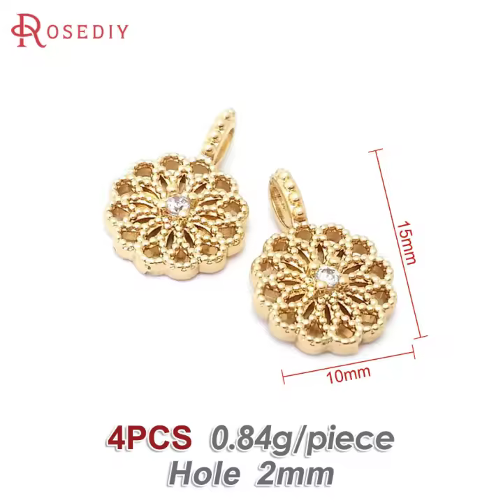 Colgantes de latón y circonita de Color dorado de 18K, varios dijes de flores, joyería artesanal de alta calidad, accesorios para collar y pendientes - 1