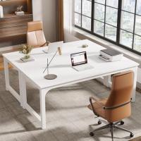 Escritorio moderno para ordenador, 180 x 80 cm, grande, mesa de oficina, escritorio de estudio, escritorio de trabajo, para oficina en casa, estructura de metal blanco - details 4