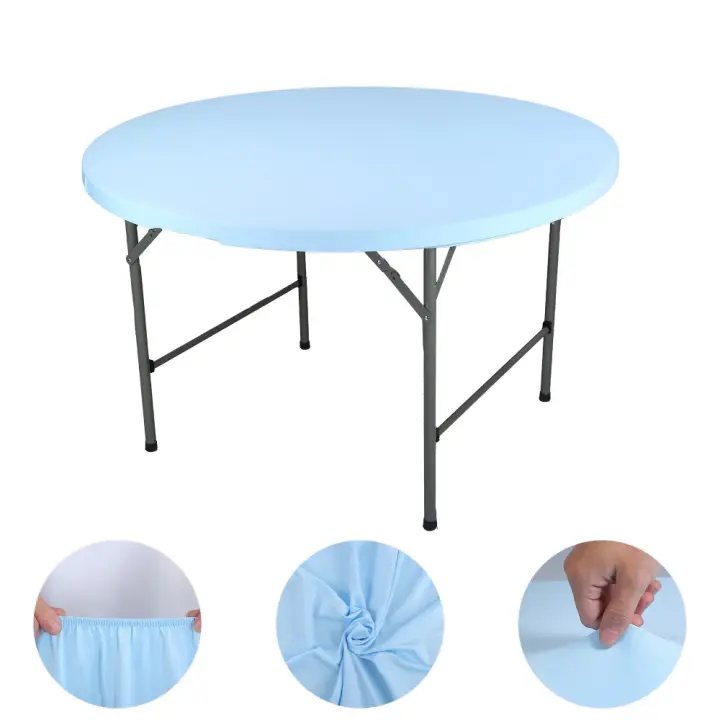 Mantel elástico para mesa redonda, mantel elástico para mesa de Picnic de 48/60 pulgadas de diámetro, mantel lavable de Color sólido resistente a las manchas - 1