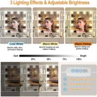 Tocador De Maquillaje con Espejo y 10 Bombillas Led Luz Regulable, Tocador Blanco con Brillo Ajustable, Tocador De Dormitorio con Taburete 6 Cajones, 3 Estantes y 3 Estantes Ocultos - details 2