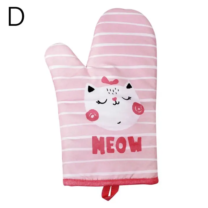 Guantes de Algodón con estampado para Horno, manoplas largas con Patrón de Gato, resistentes al Calor, antideslizantes, para Cocina, 1 Unidad - 1