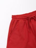 OUWU- Mujeres Carta Suelta Cuello Redondo Pullover Media Manga Sudadera Encaje Hasta Placket Pantalones Cortos Casual Sporty Rojo Blend Traje De Punto Parque Calle Playground Moda Sudadera - details 7