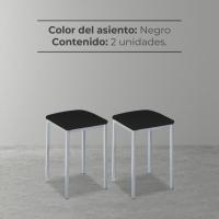 Estructura Color Aluminio y Asiento en Polipiel - Color del Asiento: Negro. Contenido: 2 unidades. - details 3