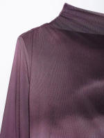 n Estampado de otoño de colores de tul plisado simple para mujer, vestido de malla informal de manga larga con - details 9