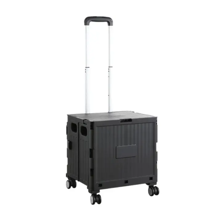 Carro de compras plegable de plástico, carrito de Camping con mango ajustable de gran capacidad con ruedas, carritos de Camping que ahorran espacio - 1