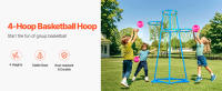 SucceBuy Aro de baloncesto para niños, aros de baloncesto para niños de 4 aros. Soporte de baloncesto portátil con alturas ajustables y 3 pelotas. - details 0