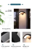 Lámpara de pared moderna para exteriores, luz impermeable IP65 con Sensor de movimiento PIR, para jardín, porche, Frente, cuerpo de lámpara de aluminio negro - details 5