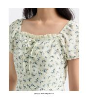 Vestido de Chifón Floral Semir Manga de Burbuja, Cuello Cuadrado, Cintura Corta - details 2