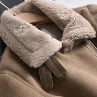Chaqueta gruesa y cálida de piel de oveja para mujer, abrigo corto marrón para motocicleta, chaquetas de piel de oveja sintética, prendas de vestir de invierno - details 12