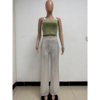 Moda femenina New -End Color sólido Pierna ancha con lentejuelas drapeadas Pantalones casuales para mujer - details 54