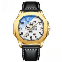 Reloj mecánico cuadrado hombre a prueba de agua luminoso totalmente automático calado reloj mecánico - details 5