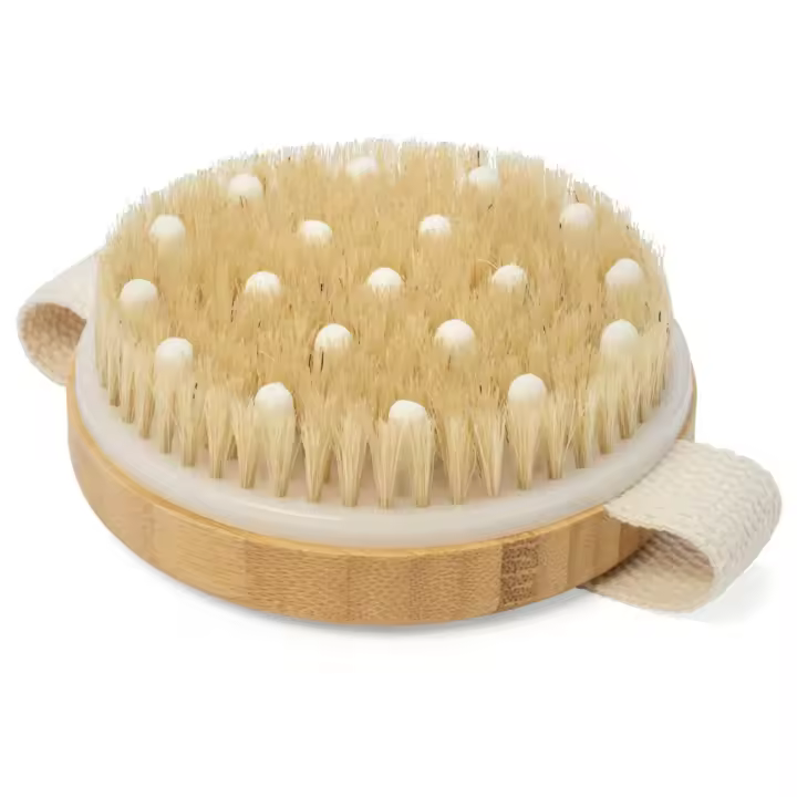 Cepillo corporal seco-exfoliante cepillo de cerdas naturales para renovación de la piel, soporte linfático y aumento de la circulación, sostenible - 1