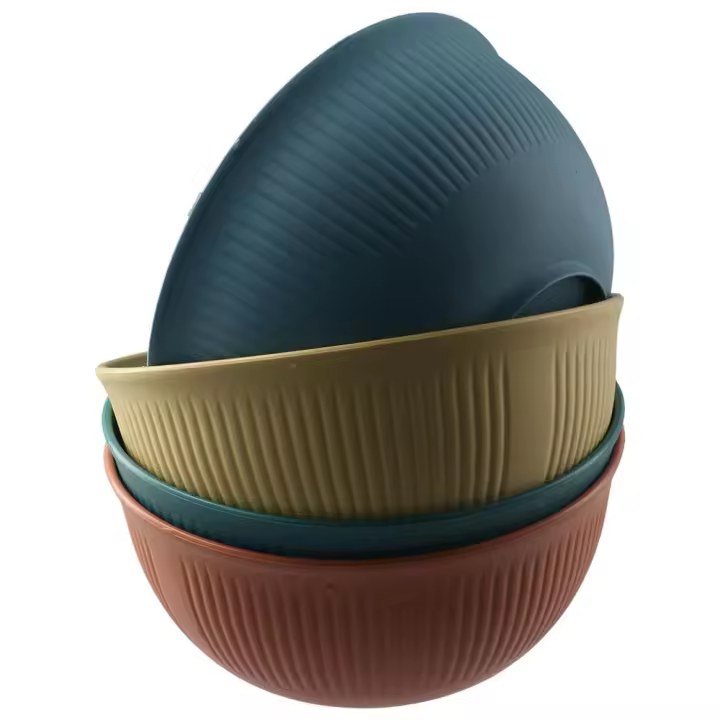 Cuencos de plástico reutilizables para cereales, 8 piezas, 4 colores, antideslizantes, aptos para microondas, cocina - 1