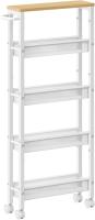 Carro de 4 Niveles, Carro Estrecho de Cocina con Ruedas, con Asa, para Espacio Reducido, 22 x 45,4 x 77 cm, para Cocina, Baño, Salón, Estudio, Marrón Rústico y Negro LRC033B01 - details 39