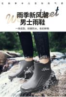 Botas de lluvia para hombre, botas desnudas a la moda, zapatos antideslizantes para trabajo de Chef, zapatos de pesca de goma impermeables y duraderos, zapatillas de deporte para hombre 2023 - details 32