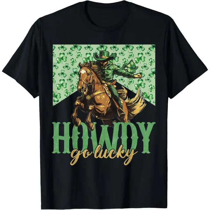 Mans Howdy Go Lucky Western St.Patrick's Day Cowboy Cowgirl camiseta para hombre - 1
