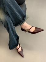 Zapatos Mary Jane con punta francesa, boca poco profunda, estilo retro, tacón delgado, para la noche, con detalles metálicos y florales. - details 21