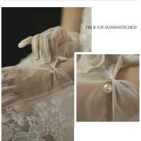 Guantes de novia de boda elegantes, tela suave, banquete, fiesta, muñeca, novia, dama de honor - details 6