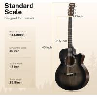 4/4 para Adulto Principiantes Guitarra Kit Mini Jumbo Cutaway 40 Pulgadas con Pickup Bolsa Cuerda Afinador Negro - details 1