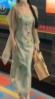 Ropa de mujer de nuevo estilo, cheongsam impoved, estilo chino joven, pintura al óleo de gils, camisola larga, vestido fino, - details 2