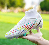 Zapatos de fútbol transpirables de tobillo alto para hombre, botas de fútbol de entrenamiento profesional al aire libre, antideslizantes, ligeras - details 13